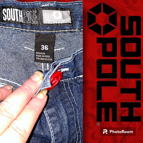 90s Vintage SOUTHPOLE Big Baggy Patchwork Jeans Streetwear "1991 SP" patch Sz 36 - Picture 4 of 8